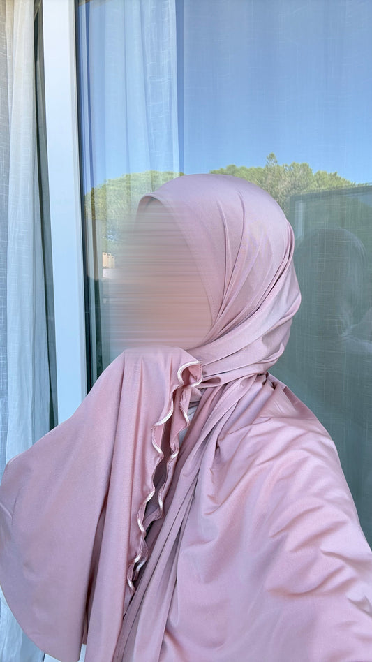 JERSEY SATINÉ FRISÉ - ROSE